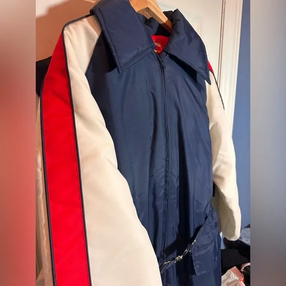 JCPenney VINTAGE Unisex LARGE Patriotic Navy Red Snowmobile Snow Suit EUC